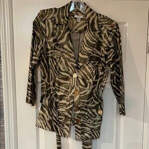 Cache Metallic Zebra Print Blazer